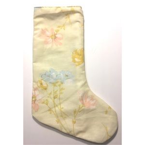Vintage floral linens Christmas holiday stocking